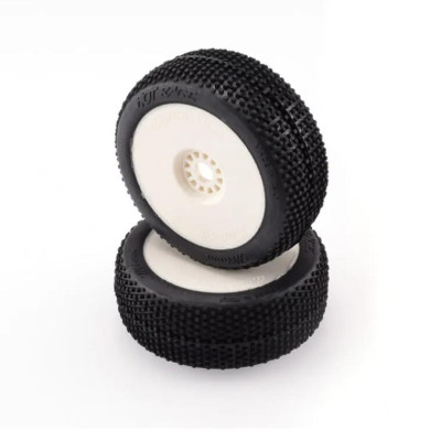 PAIR OF BUGGY TYRES MIAMI SUPERSOFT PREGLUED ON WHITE RIMS  #001-0013